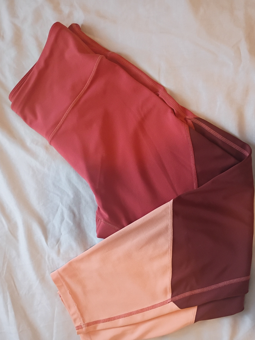 Eclipse Colorblock Leggings in Coral, Blush & Burgundy